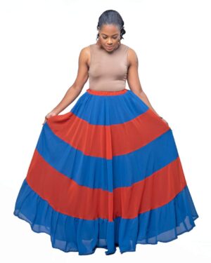 Orange & Blue "Water & Fire" Maxi Skirt